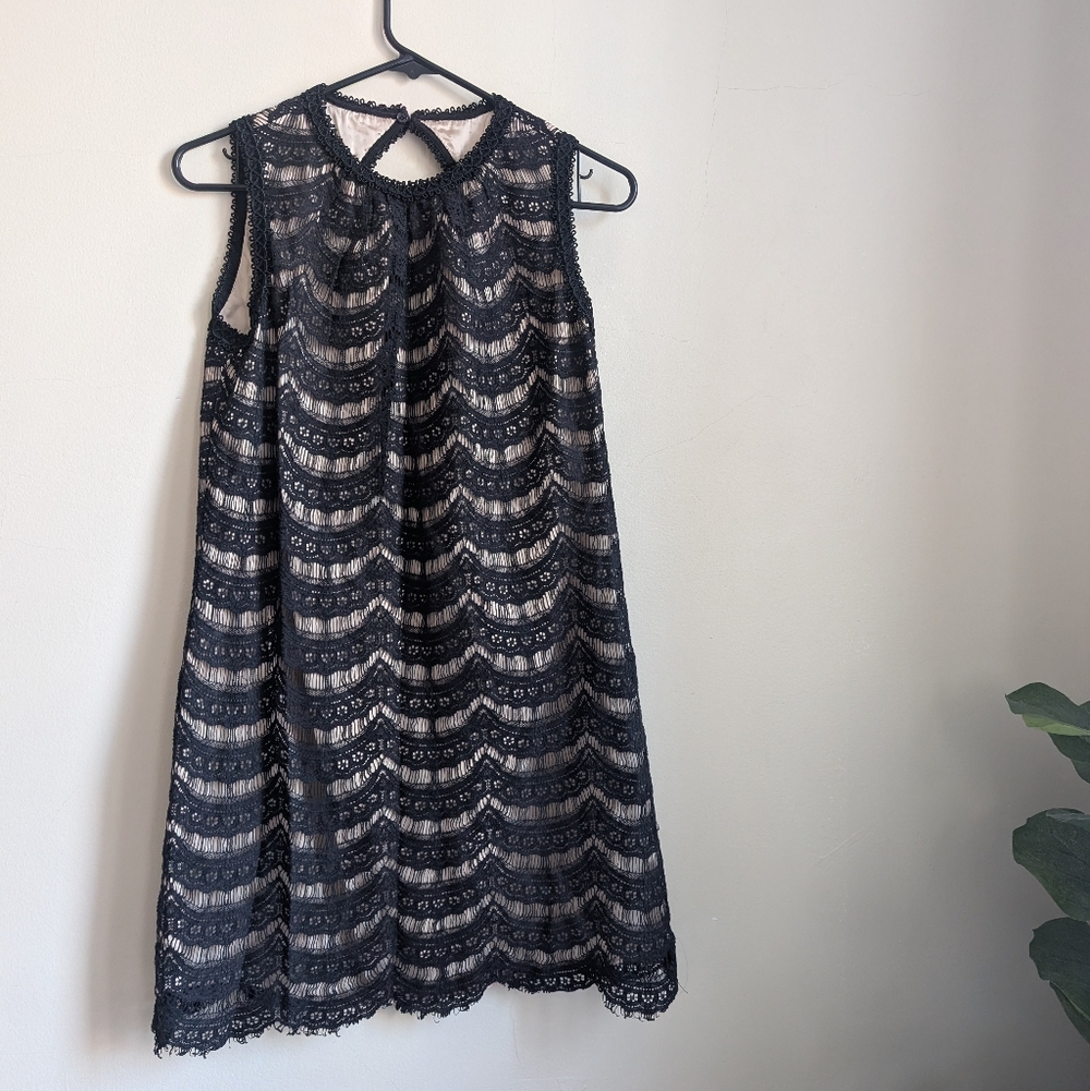 Milly Black Lace Dress with Nude Satin Lining